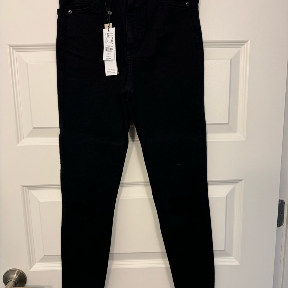 Topshop Black Distressed Skinny Jeans